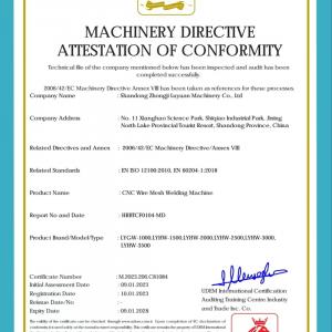 CE CERTIFECATE OF CNC WIRE MESH WELDING MACHINE  CE CERTIFECATE OF CNC WIRE MESH WELDING MACHINE